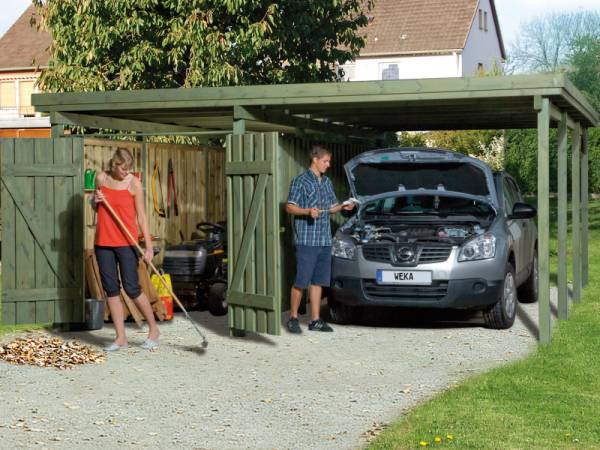 Weka Carport 607 Größe 3 kdi Carport mit XXL-Geräteraum Weka Carport 607 Größe 3 kdi Carport mit XXL-Geräteraum