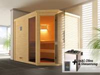 Weka Design-Sauna CUBILIS Gr. 3 Sparset 7,5 kW BioS inkl. digitaler Steuerung, Glastür, Fenster und Montage