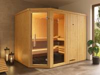 Weka Elementsauna Varberg 4, inkl. 9 kW Bioofen digitale Steuerung (BioS), Ganzglastür und Fenster