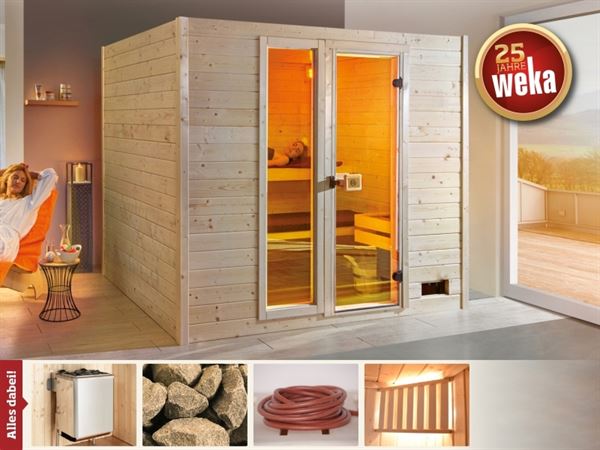 Weka Massivholzsauna Valida Plus inkl. 9 kW Ofen mit integr. Strg Weka Massivholzsauna Valida Plus inkl. 9 kW Ofen mit integr. Strg
