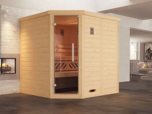 Weka Design-Sauna KEMI Eck GT, inkl. 4,5 kW Ofen digitale Steuerung (OS)