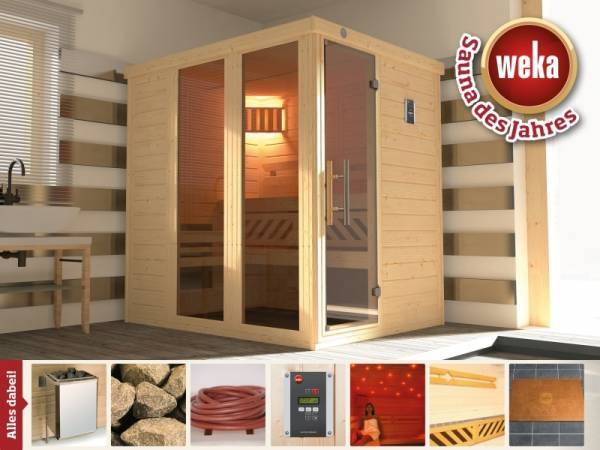 Weka Sauna Kemi Panorama 1 mit 7,5 kW Ofen inkl. Farbvisionen Set A Weka Sauna Kemi Panorama 1 mit 7,5 kW Ofen inkl. Farbvisionen Set A
