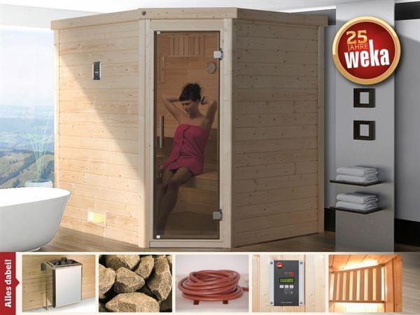 Weka Massivholzsauna Turku 1 GT Sparset 1 inkl. 7,5 kW Sauna-Ofen Weka Massivholzsauna Turku 1 GT Sparset 1 inkl. 7,5 kW Sauna-Ofen