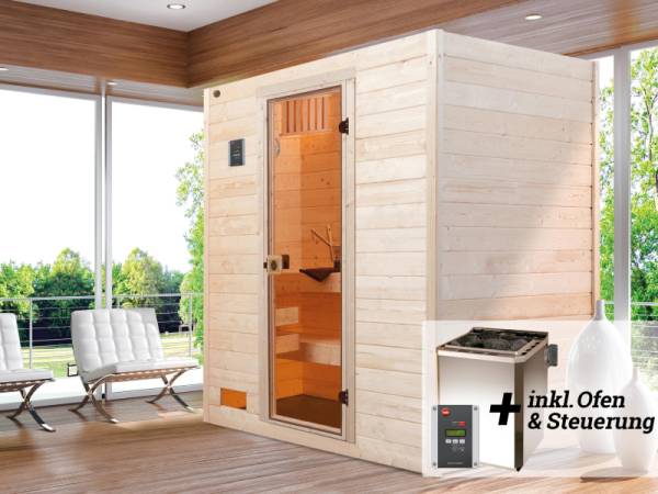Weka Sauna VALIDA Gr. 2 im Set 4,5 kW BioS inkl. digitaler Steuerung, Glastür