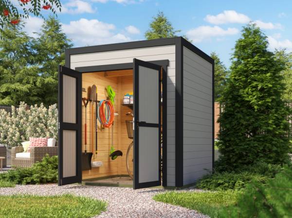 Weka Gartenhaus Batu 1, 28mm, inkl. Vollholz-Doppeltür, Hellgrau Weka Gartenhaus Batu 1, 28mm, inkl. Vollholz-Doppeltür, Hellgrau
