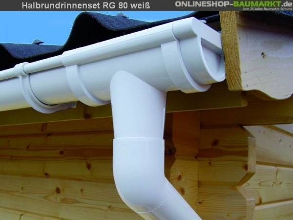 Dachrinnen Set RG 80 weiß 450 cm zweiseitig Dachrinnen Set RG 80 weiß 450 cm zweiseitig