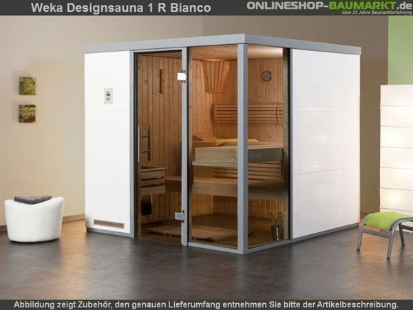 Weka Wellnissage Premium Designsauna 1R Bianco ohne Ofen inkl. Montage Weka Wellnissage Premium Designsauna 1R Bianco ohne Ofen inkl. Montage