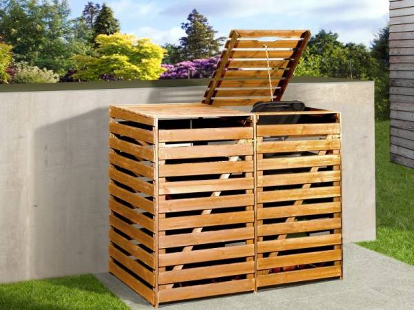 Weka Mülltonnenbox für 2 Tonnen in honigbraun Weka Mülltonnenbox für 2 Tonnen in honigbraun
